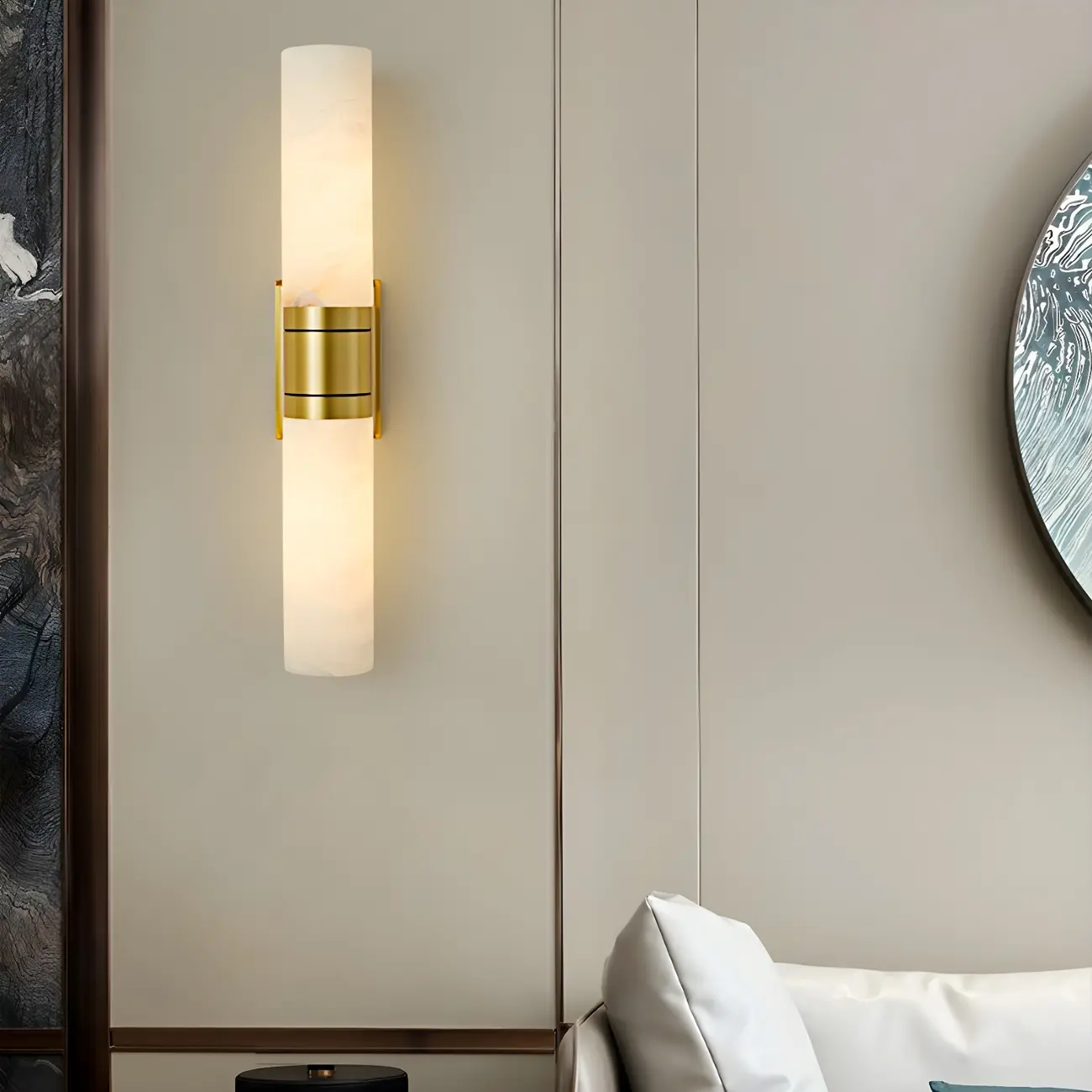 Modern Marble Cylinder Up Down Wall Sconce LED for Bedroom