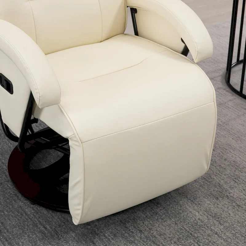 HOMCOM PU Recliner with Footrest, Lounge Chair with 135 Adjustable Backrest, Swivel Wood Base