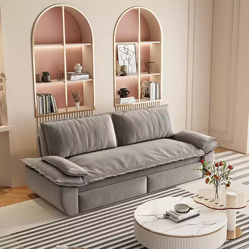 Whisen 3-in-1 Queen Velvet Sleeper Pull Out Sofa Bed, Convertible Loveseat Sofa Couch