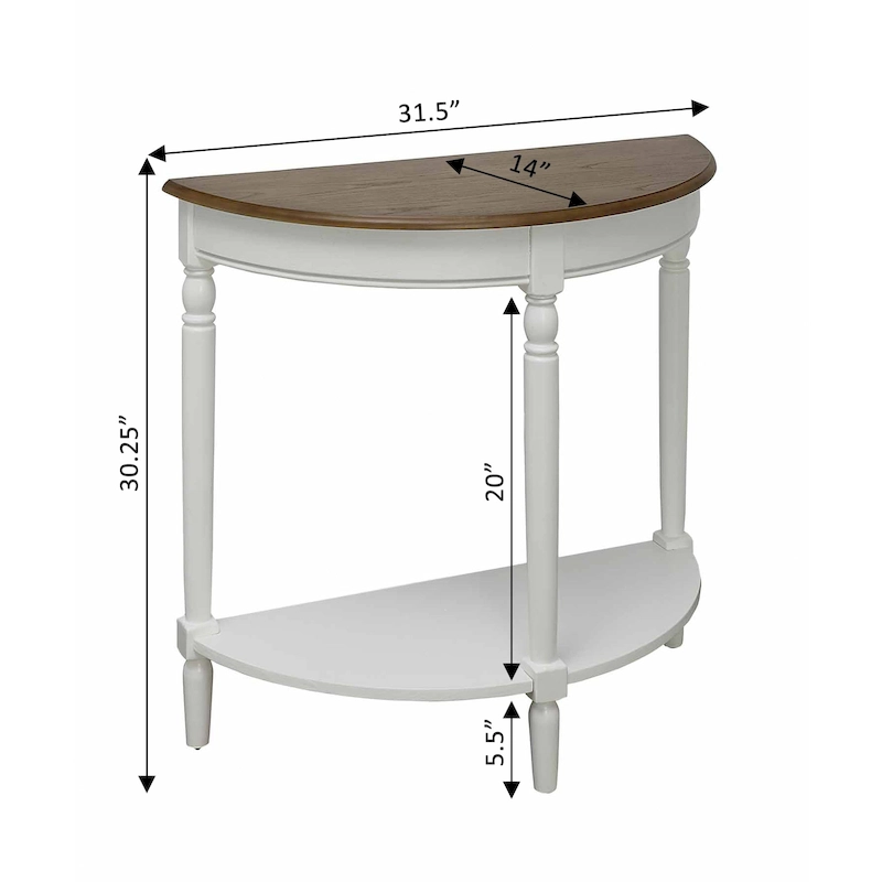 Convenience Concepts French Country Half-Round Entryway Table with Shelf
