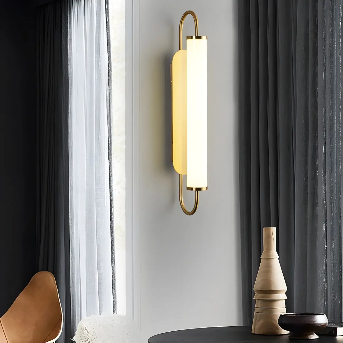 Modern Gold Straight Cylinder Dimmable LED Vanity Light