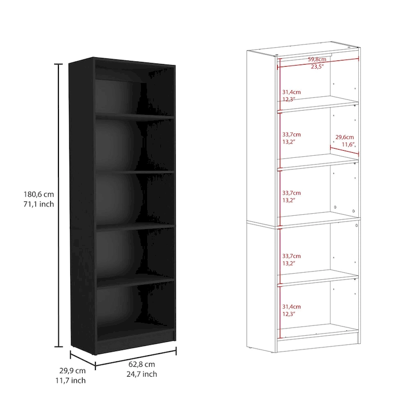 Kenyon 3pc Set 67 Wide 5-Shelf and Cabinet Bookcase