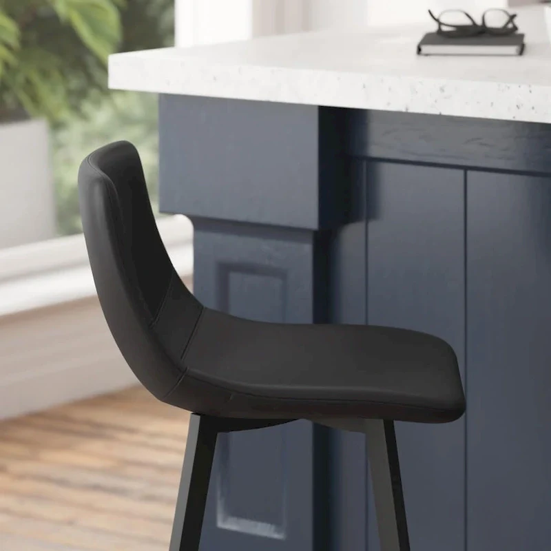 Set of 2 Armless Upholstered Metal Counter Stools