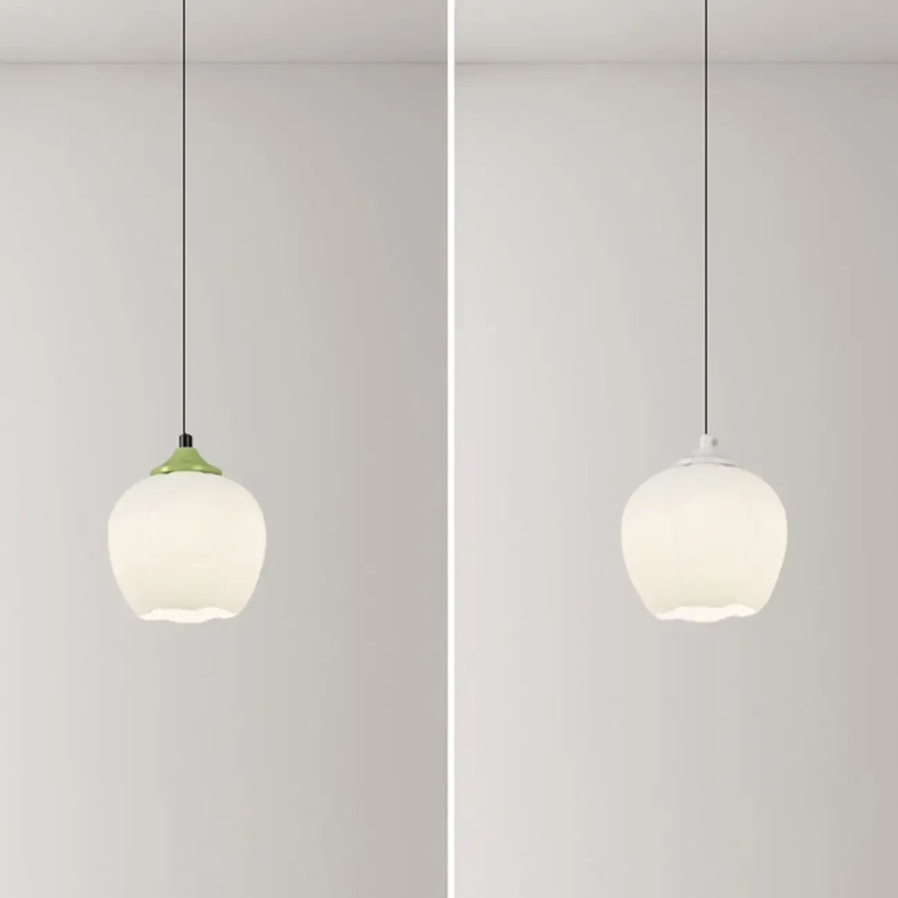 Kids Bedside White Glass Tulip Pendant Lamp