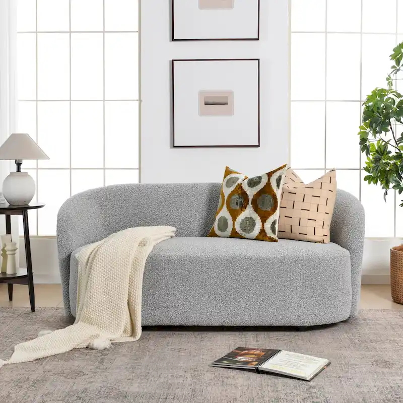 KINWELL Sherpa Upholstered Loveseat Boucle Sofa Couch, 68W