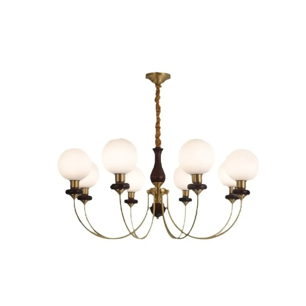 Gold Classic Globe Glass Chandelier Height Adjustable