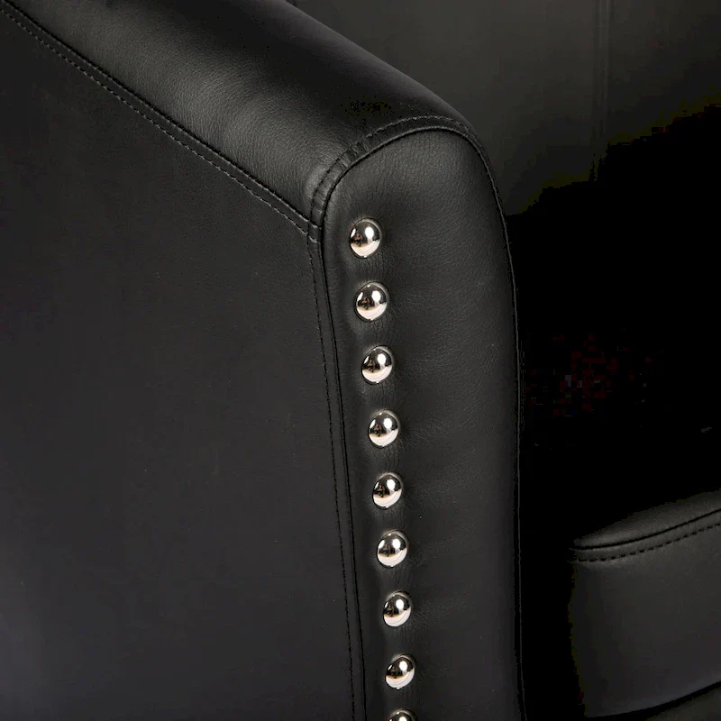 PU Leather Barrel Accent Chair - Brown Single Seat