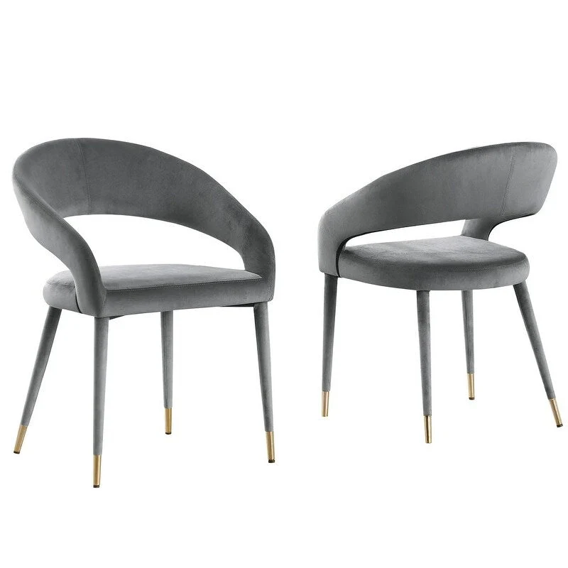 Contemporary Faux Leather Upholstered Dining Chair with Gold Accent (Set of 2)