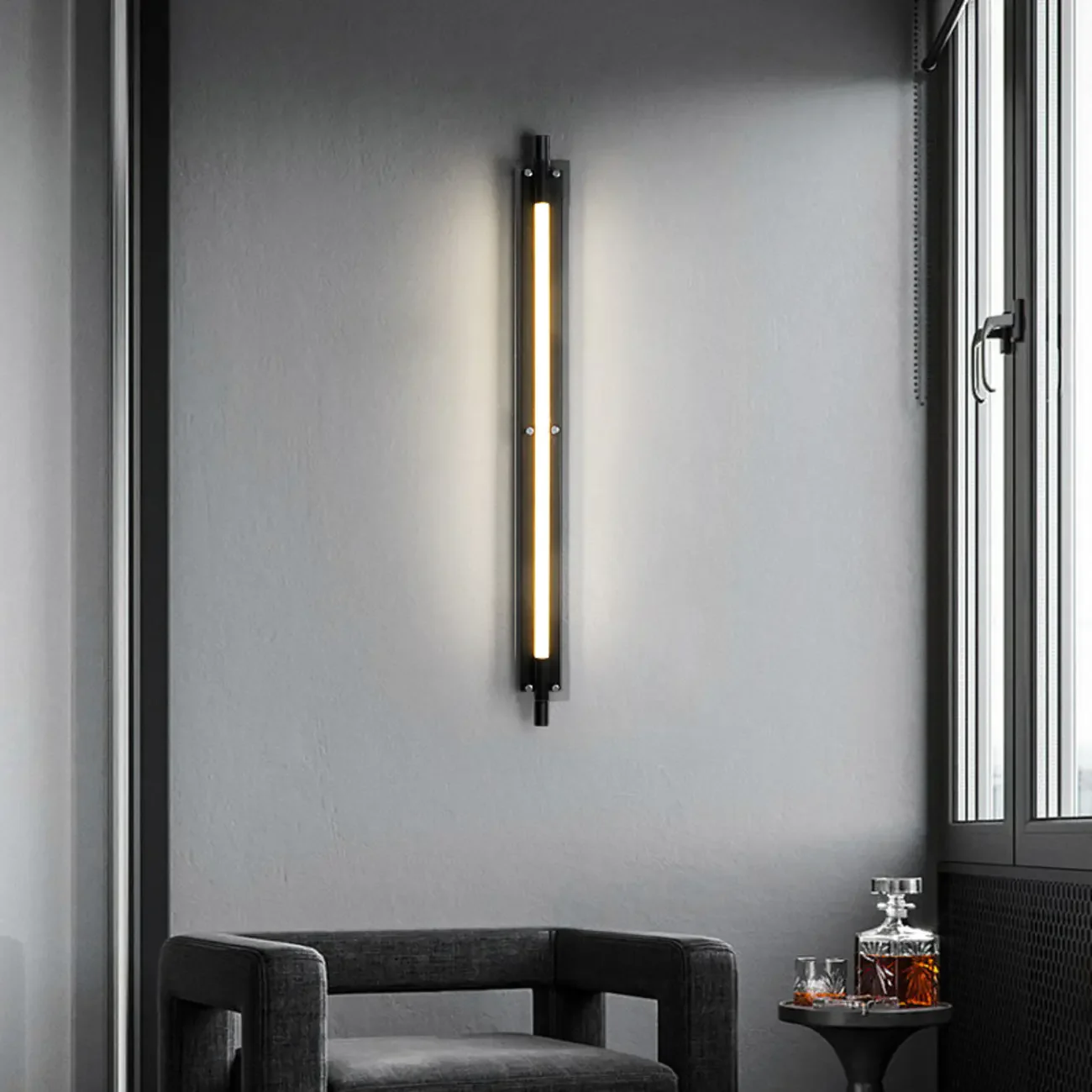 Modern Black Metal Linear Plastic Shade Wall Sconce