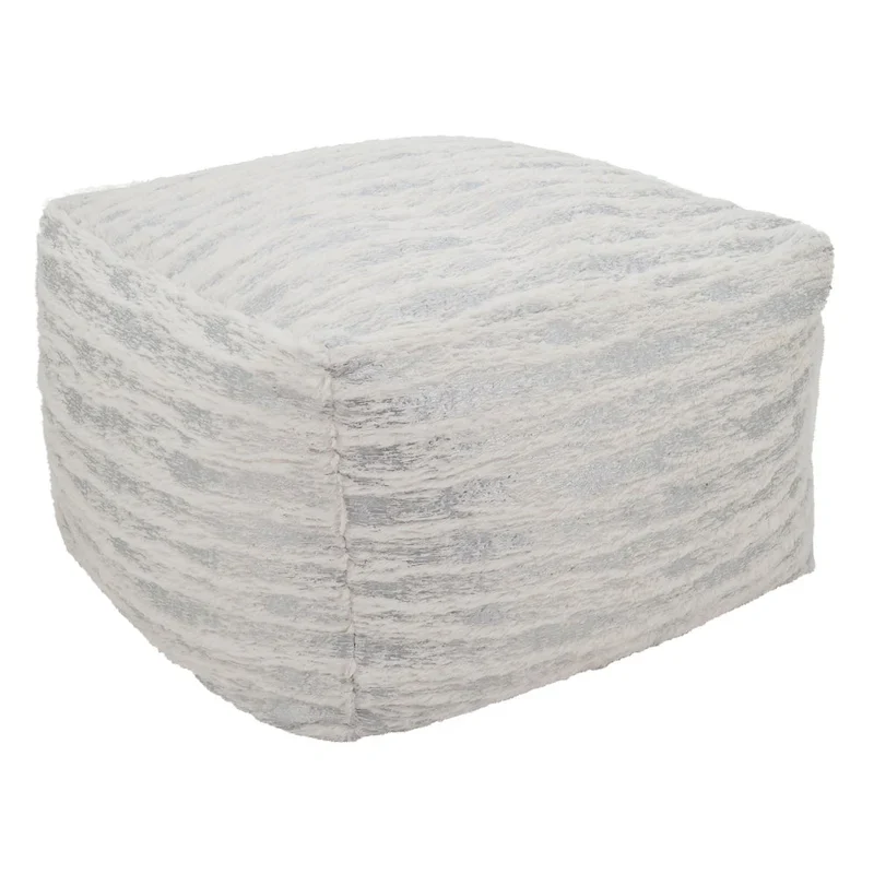 Faux Fur Pouf With Foil Print Design
