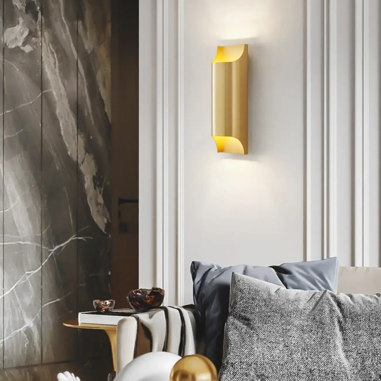 2-Light Copper LED Wall Lamp in Gold/Black Finish