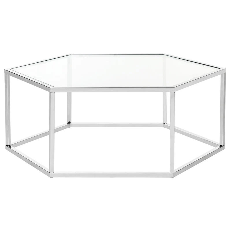 SAFAVIEH Kaycee Glass Chrome Hexagon Coffee Table - 36.2 x 31.5 x 13.8 - 36Wx32Dx14H