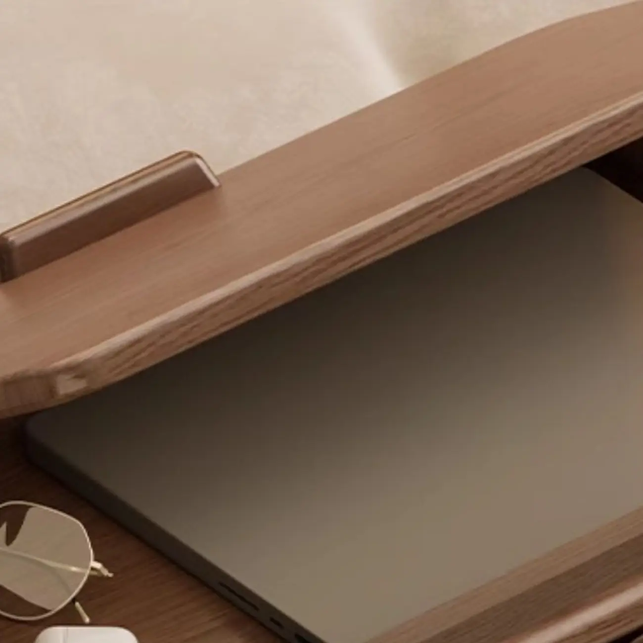 Folding 3-Tier Wooden Flip Top Rolling Side Table Nut-Brown