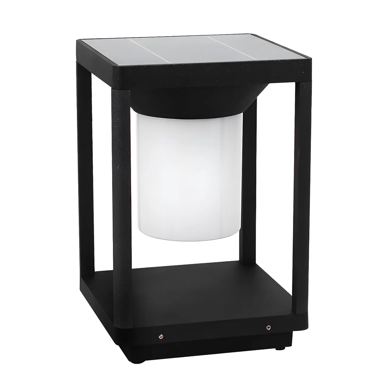 Simple Black Metal Rectangle Solar Outdoor Post Lights