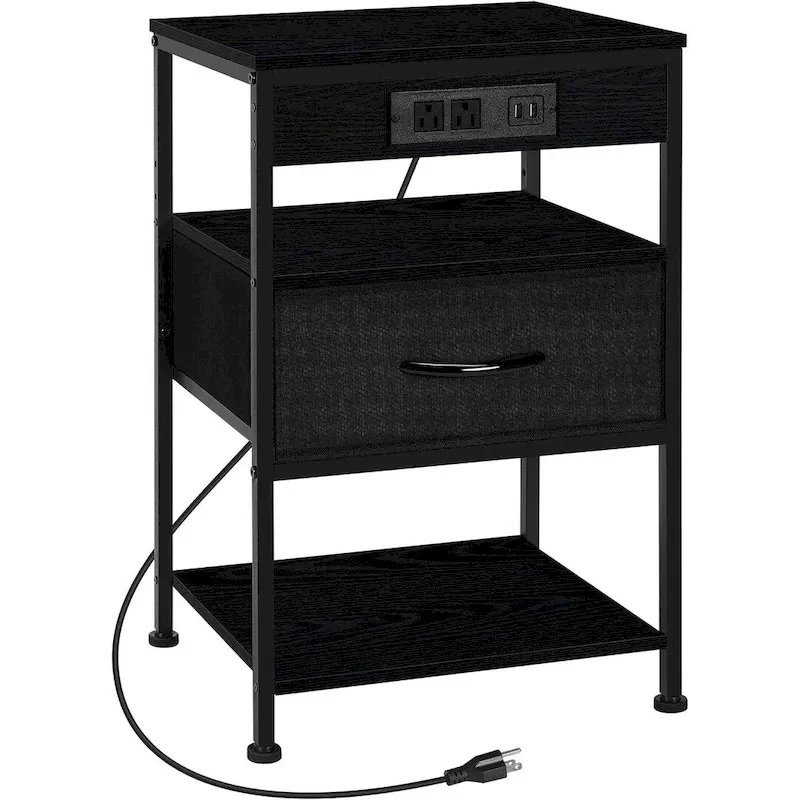 Nightstand with Charging Station with Drawer