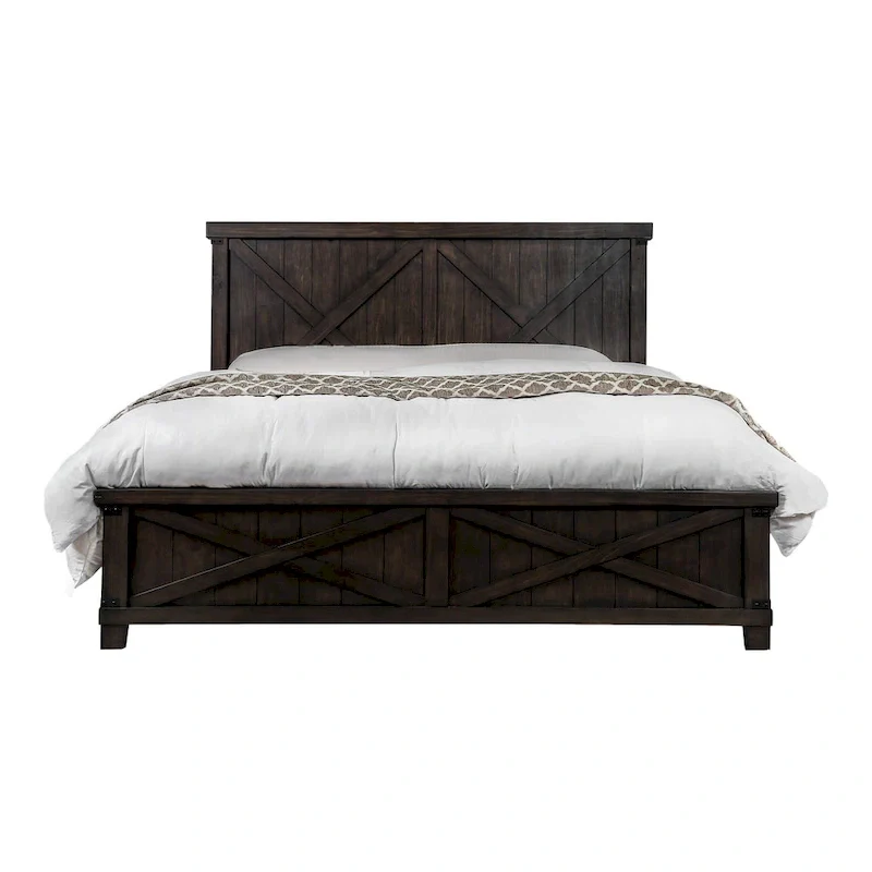 Epona Rustic Dark Walnut Wood 2-Piece Panel Bed and Nightstand Set by The Gray Barn