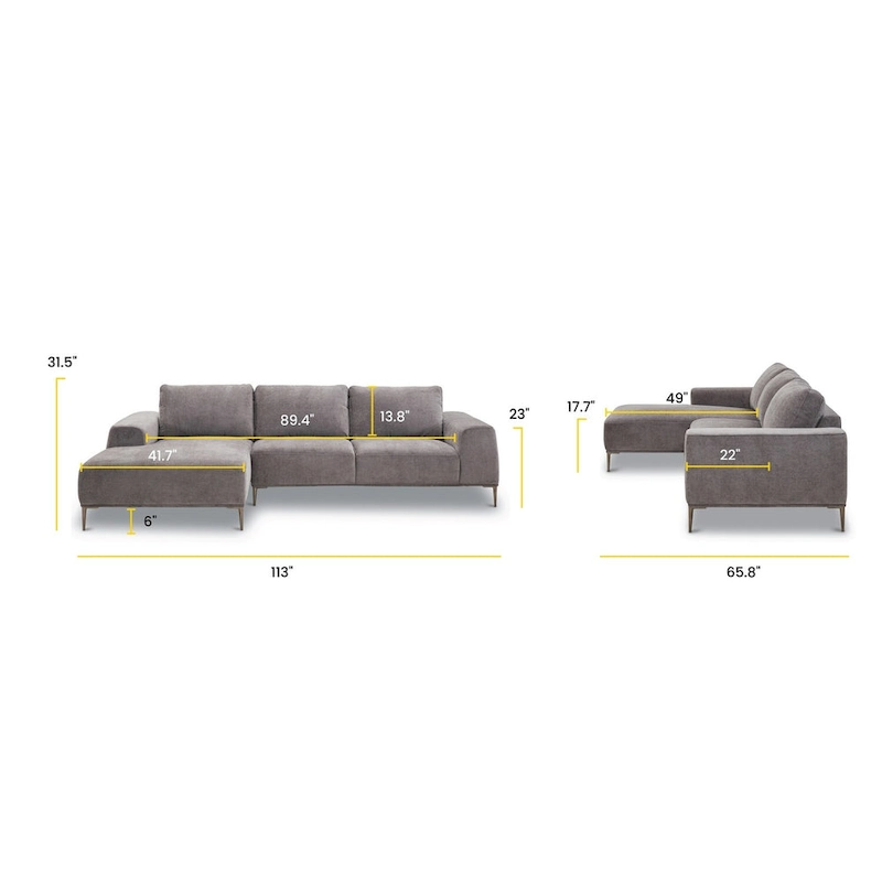 Poly & Bark Rue 113 Fabric Sectional Sofa