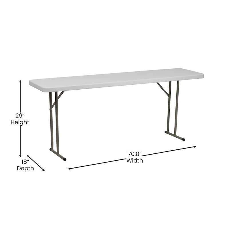 6-Foot Rectangular Granite White Plastic Folding Training Table