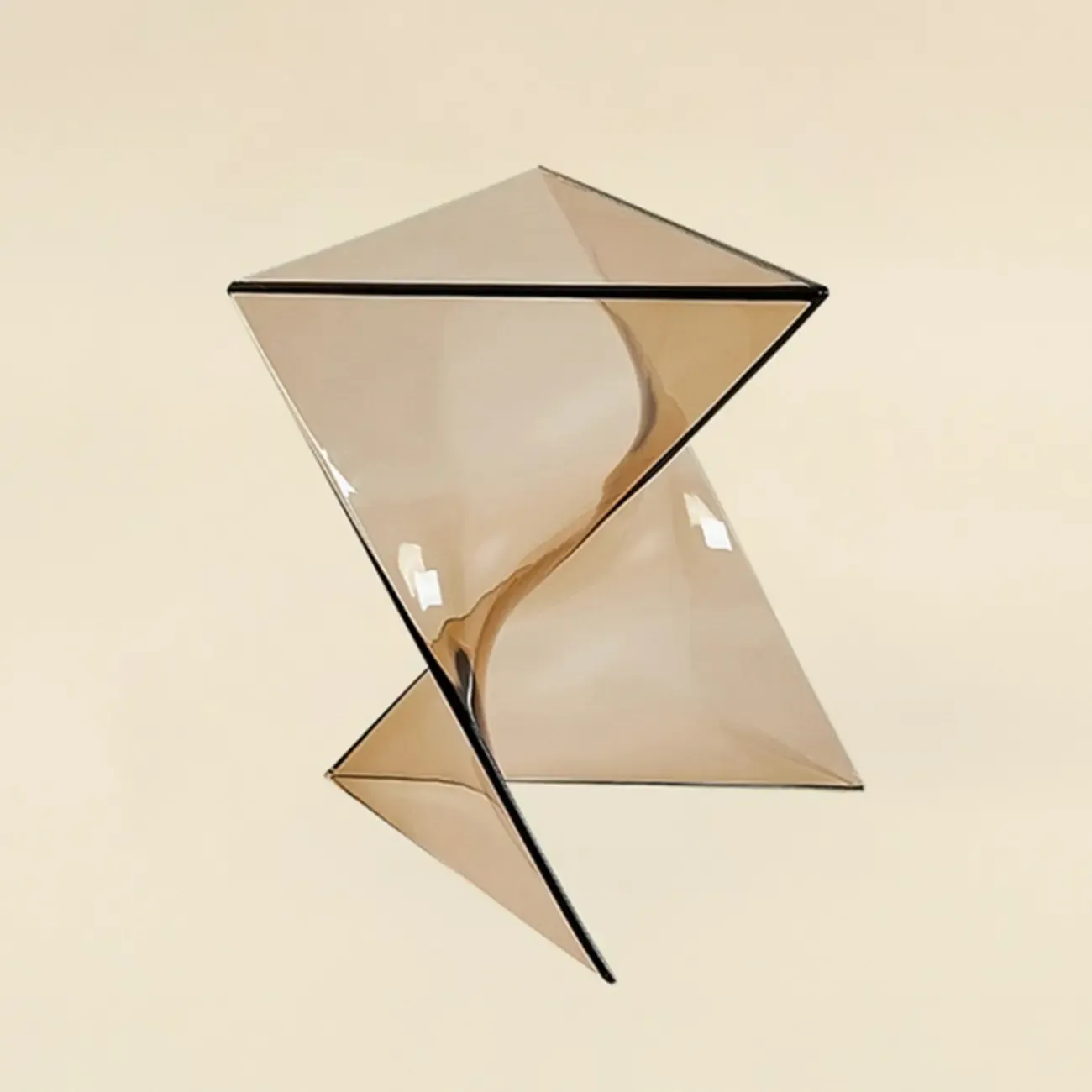 Living Room Acrylic Triangle Side Table with Twisted Base