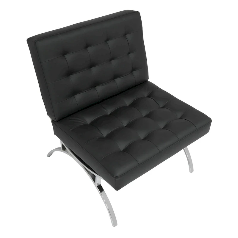 Newel Modern Blended Leather and Chrome Metal Frame Mid Century Accent Chair