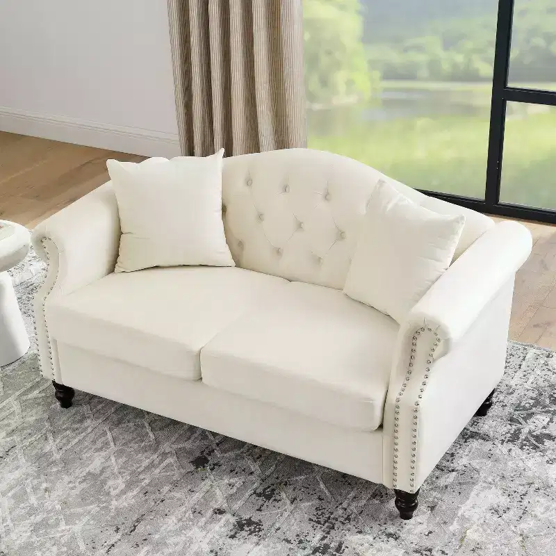 Velvet Upholstered 3-Seater and 2-Seater Combined Sofa Set