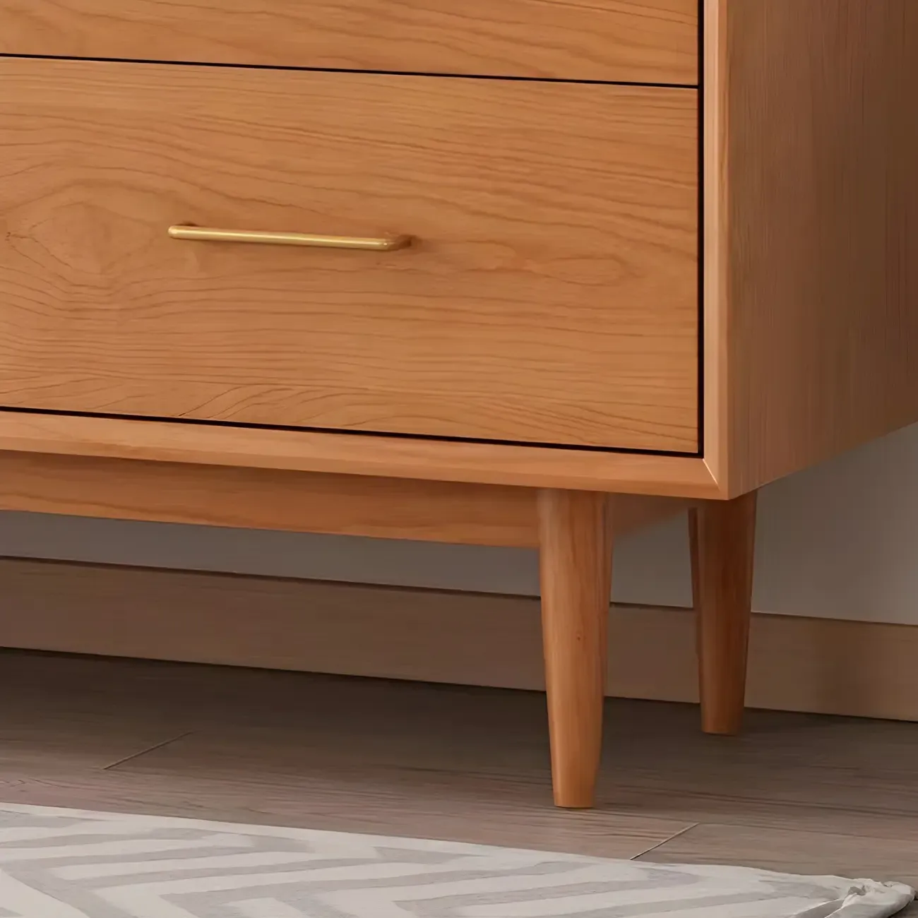 Scandinavian Natural Wood Sideboard with Shelf & Drawer