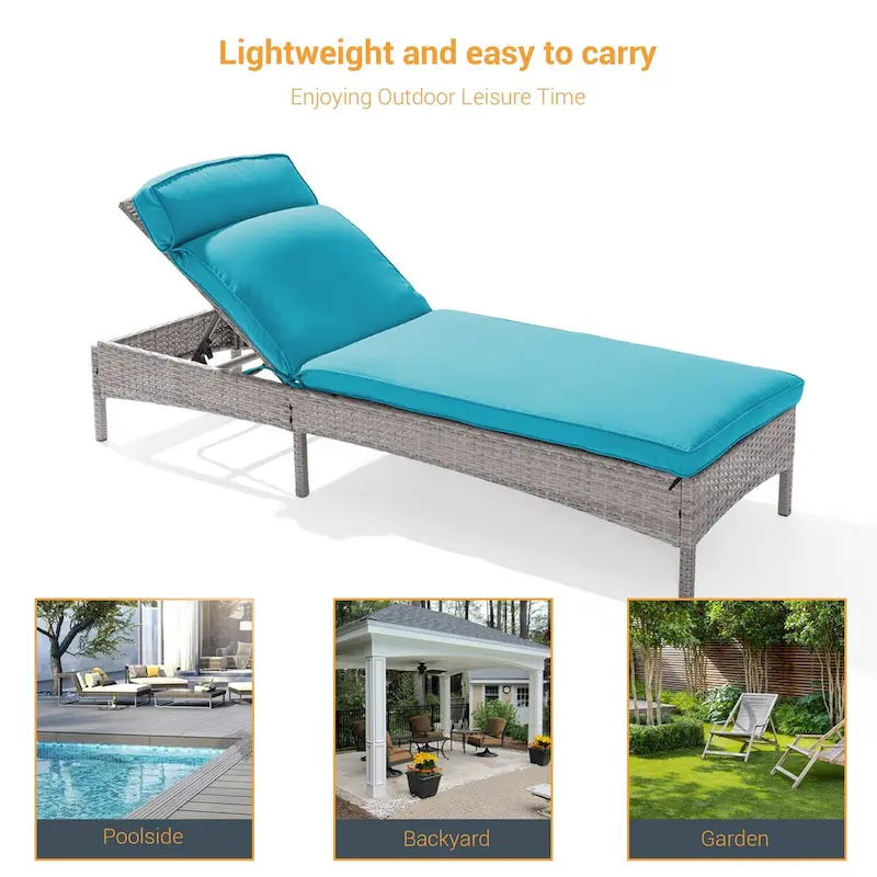 LIVOOSUN Patio Chair Rattan Single Lounge Water-Repellent Cushion