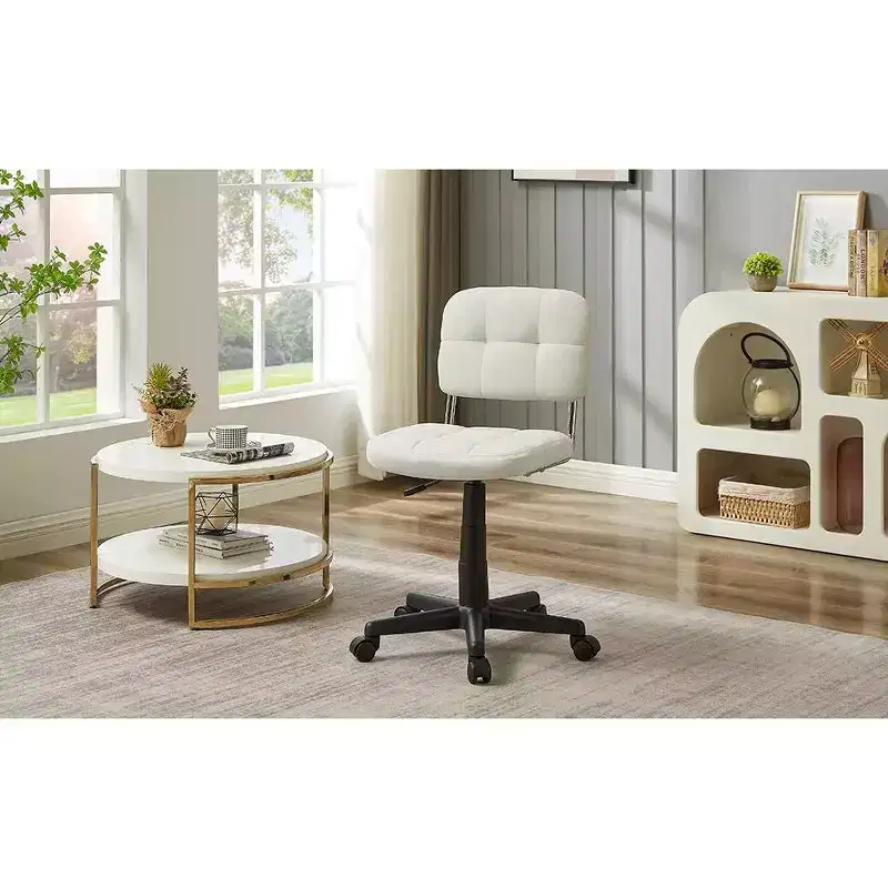 Gray / White Armless Swivel Office Chair, Height Adjustable, Seats 1