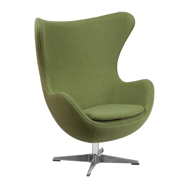 Mid-Century Modern Wool Fabric Tilt Swivel Lounge Chair