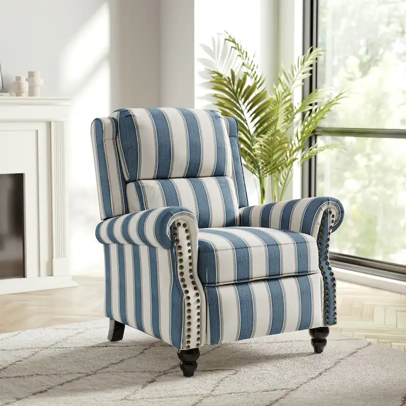 Nail-head Padded Seat Pushback Recliner Chair