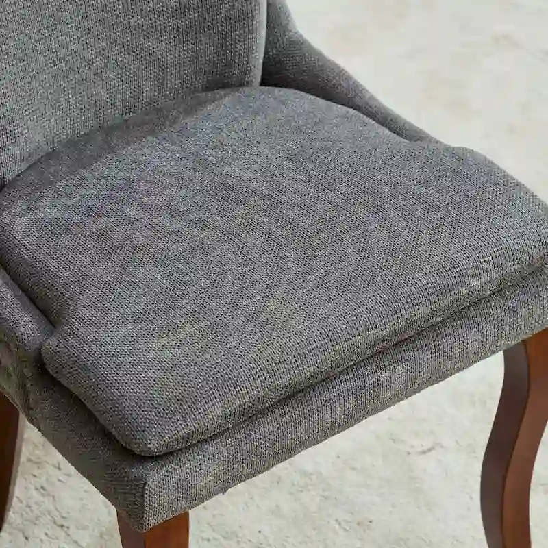 Modern Dining Chairs Set of 2,Chenille Upholstered Dining Chairs,Living Room Accent Leisure Chairs with Curved Solid Wood Legs