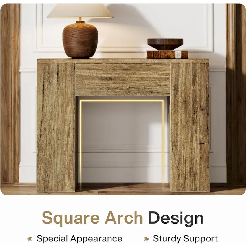 31.5 Farmhouse End Side Table, Mid-Century Modern Sofa Side Table with Wooden Pedestal