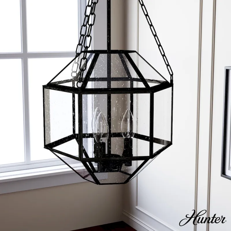 Hunter Indria Rustic Iron 3 Light Pendant - Entry, Island, Dining Room - Industrial, Contemporary, Transitional, Geometric