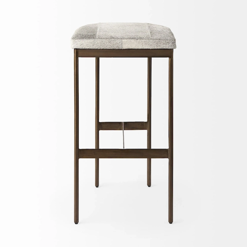 Millie Black Genuine Leather Seat with Nickel Metal Frame Counter Stool