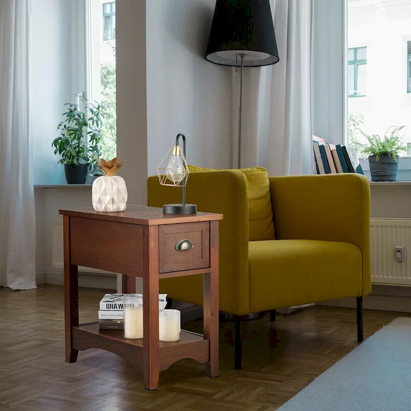 Modern-Style Side Table / Coffee Table (2-Piece Set), Compact Design with Drawer — 13" x 22" x 23" (L x W x H)