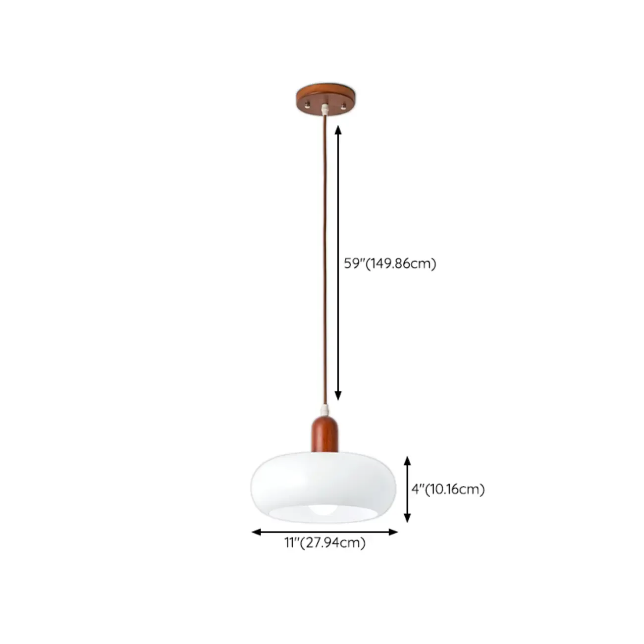 Modern White Glass Pendant Light with Solid Wood Accent