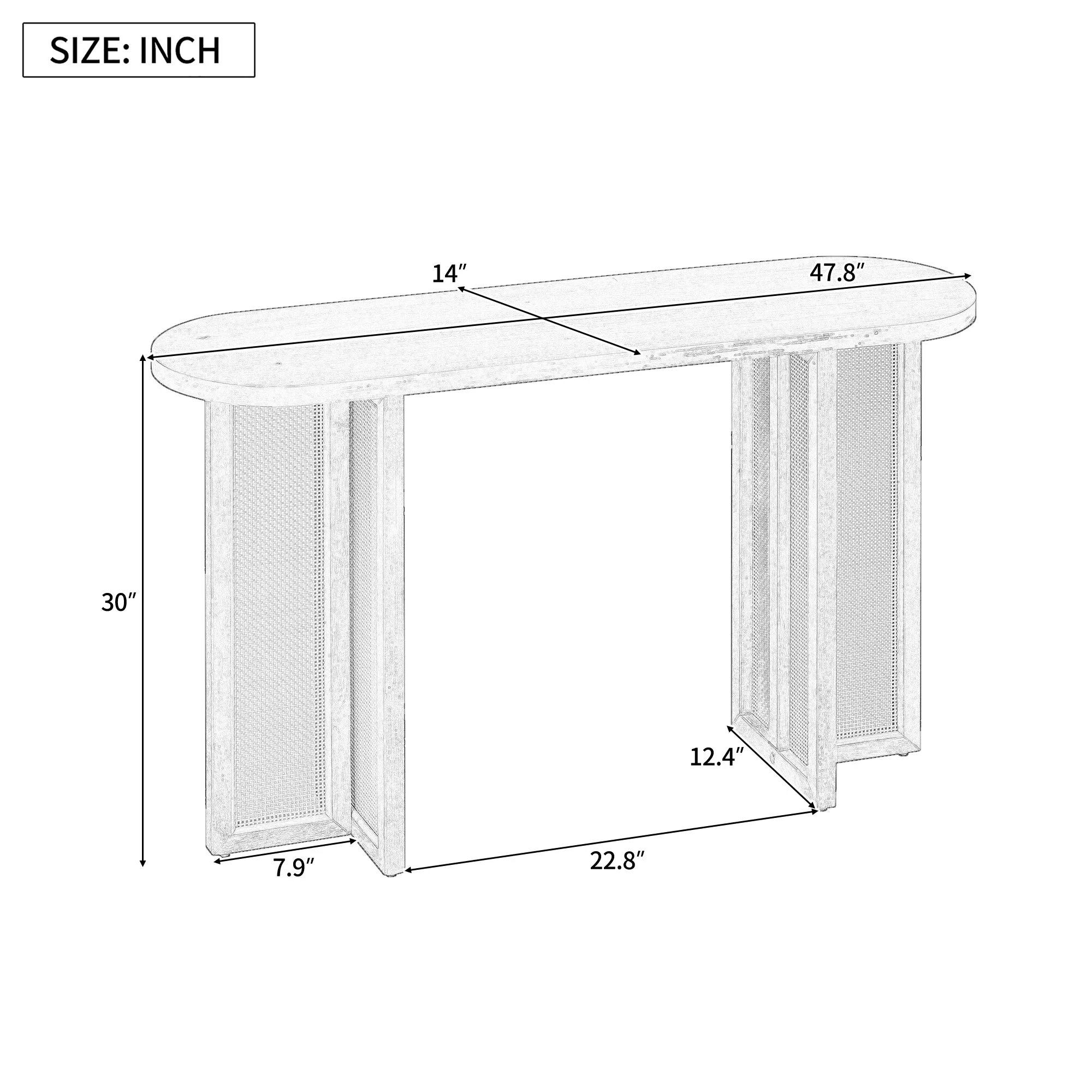 Walker Edison | Farmhouse Rattan Console Table Entryway Table