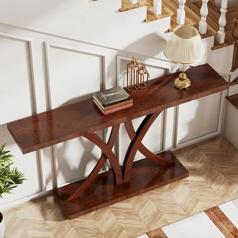 63 Farmhouse Console Table, Sofa Table Wood Entryway Table Accent Table