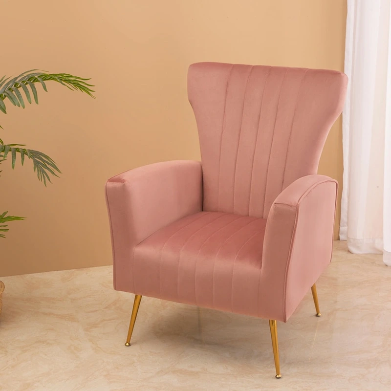 Velvet Accent Chair with Gold Legs