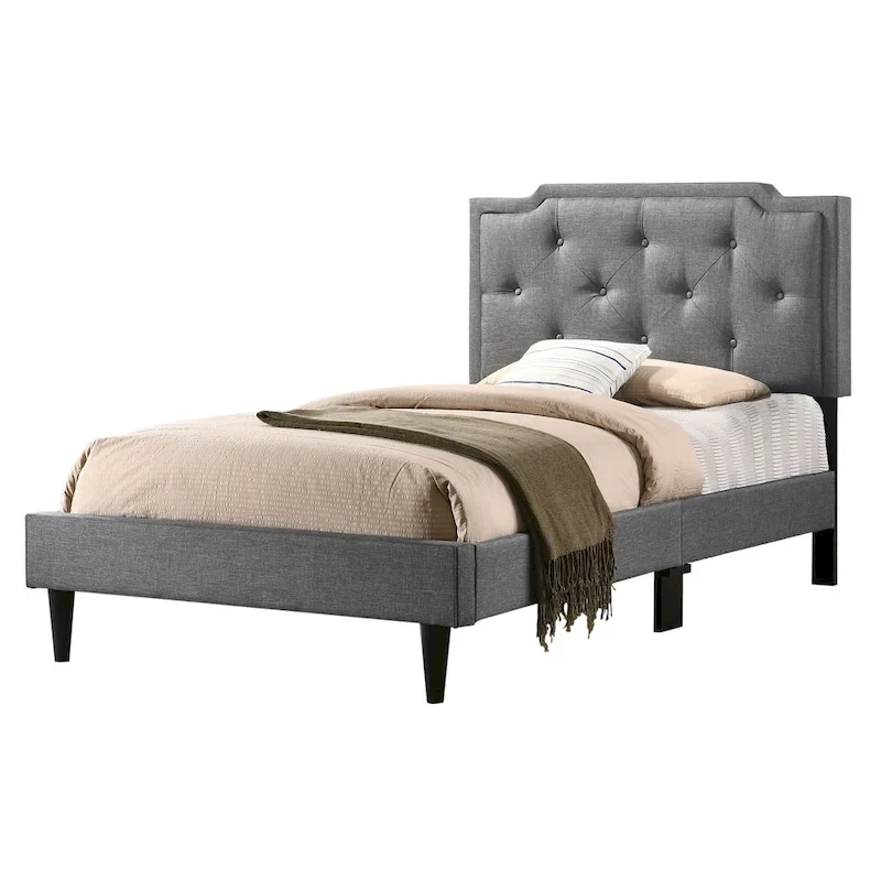 Deb Transitional Tufted Upholstered Panel Bed
