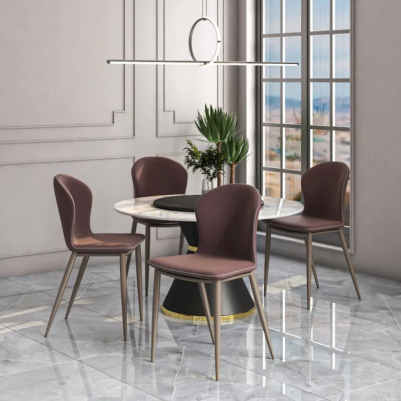 Modern Upholstered Fabric Dining Chair with Metal Legs, Mosaic Style Kitchen Side Chair