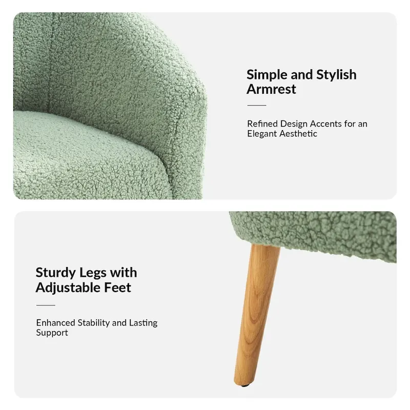 Modern 31W Boucle Armchair with Solid Wood Legs