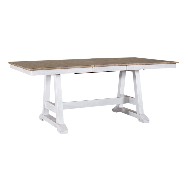 Lindsey Farm Weathered White & Sandstone 7 Piece Trestle Table Set
