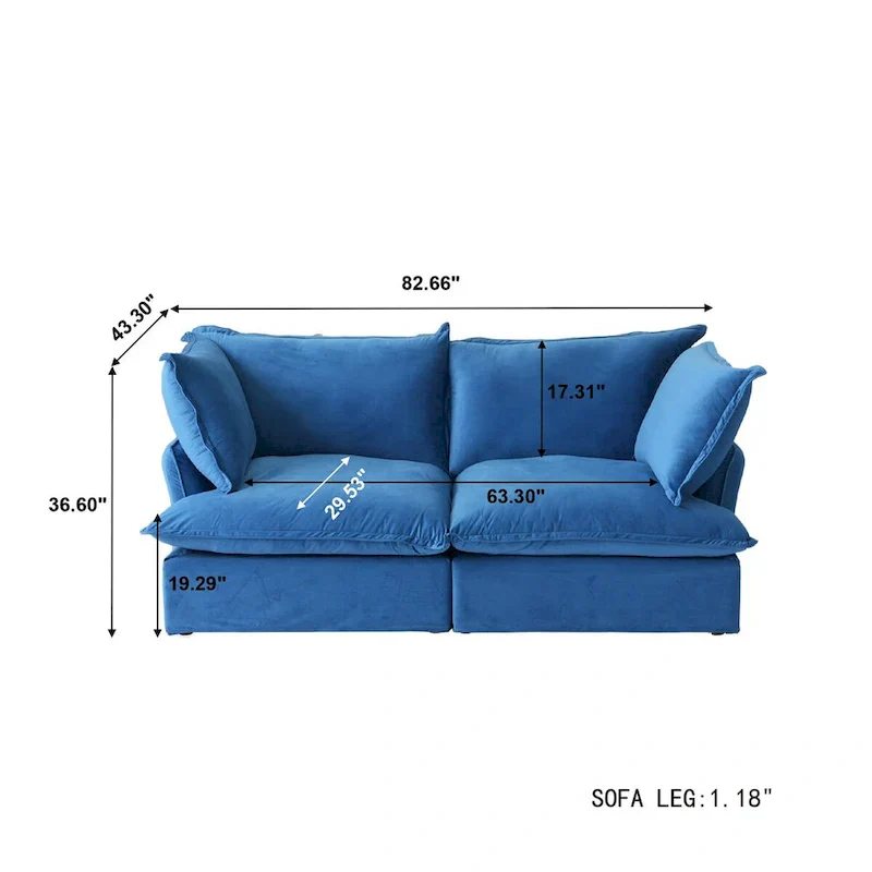 Modular Sectional Sofa Couches, 82.66 Velvet Loveseat Sofa with Ottoman