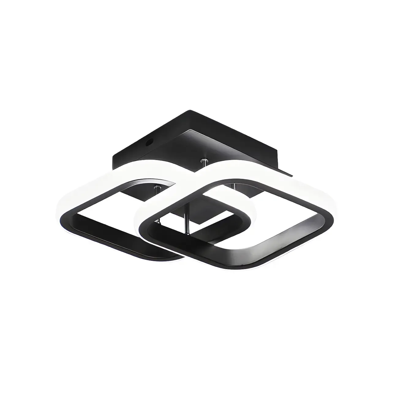 Black Geometric Metal LED Semi Flush Mount Ceiling Light