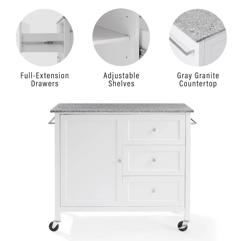Crosley Soren Granite Top Kitchen Island/Cart - 18.13d x 42.13w x 37.5h