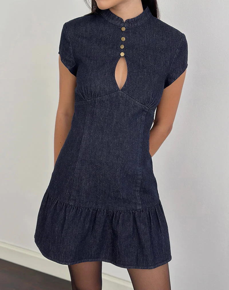 Manama Mini Dress in Chambray Indigo