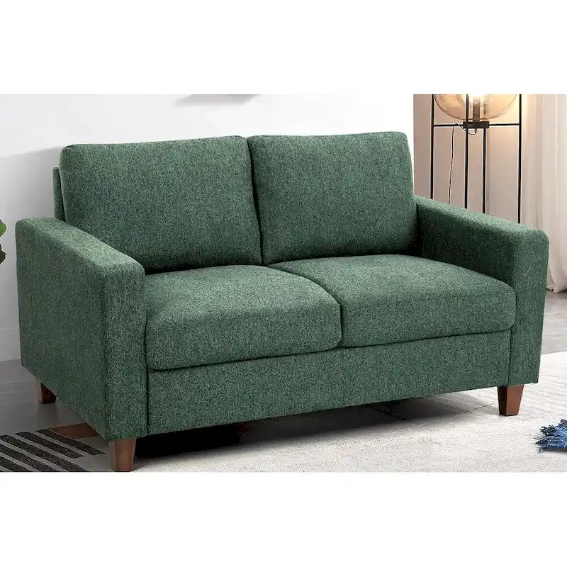 Miles Mid Century Modern Loveseat 2 Seater Sofa Couch with Reversible Back Pillows Large