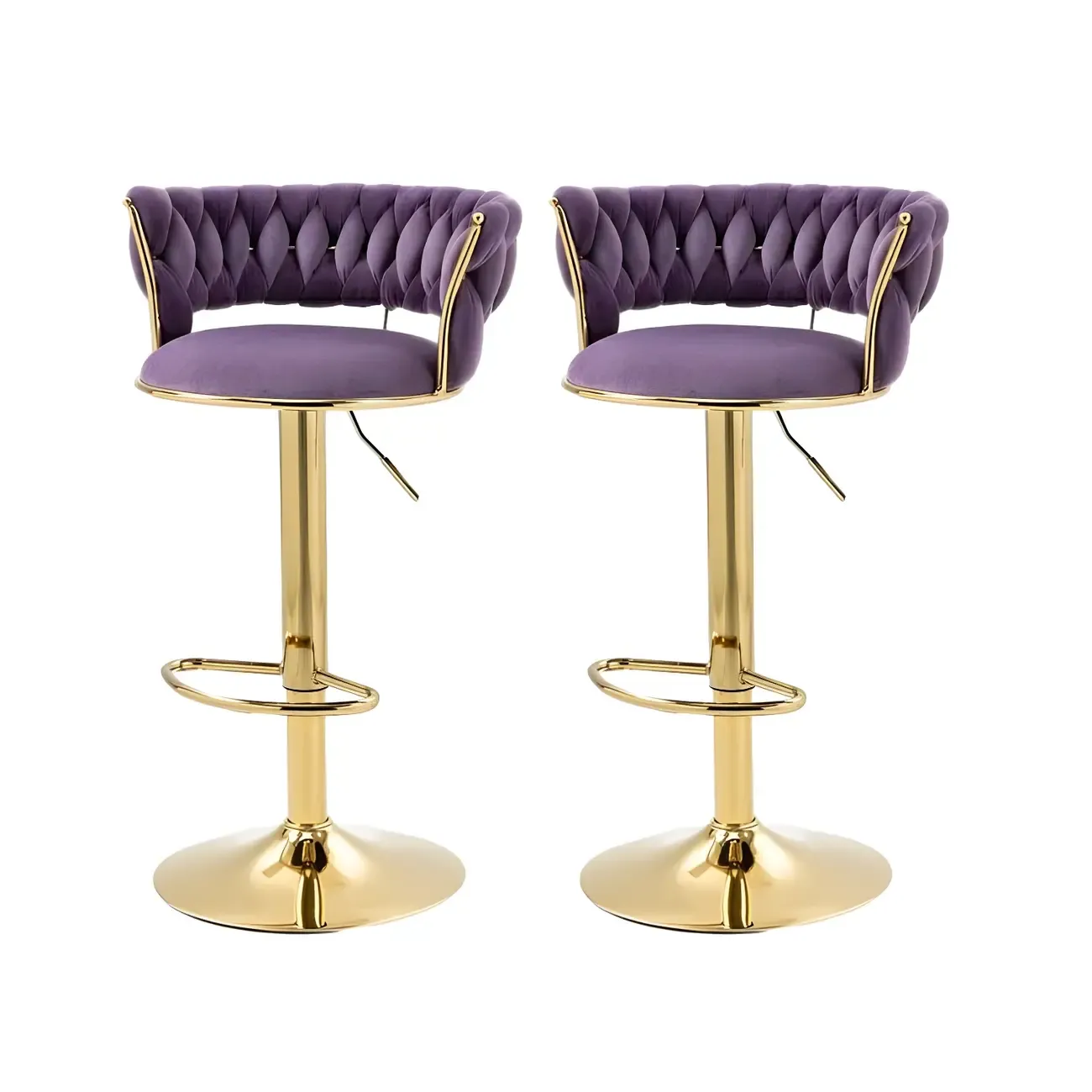 Gold Base Low Back Adjustable Swivel Bar Stool