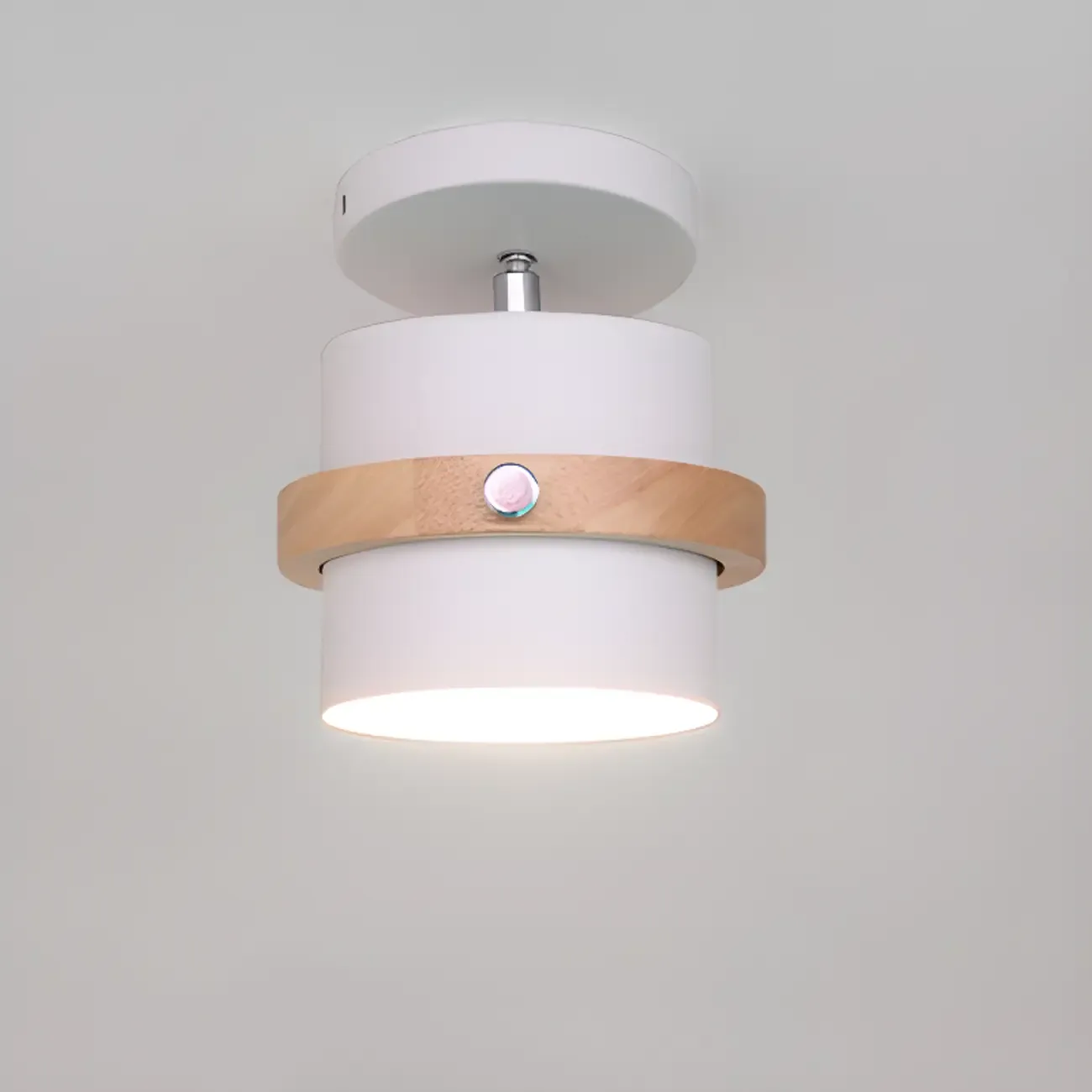 Green Cylinder Iron Modern Semi Flush Mount Ceiling Light